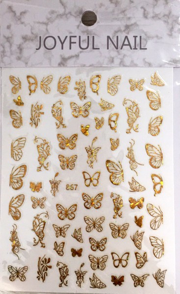 Sticker nail art - papillon doré